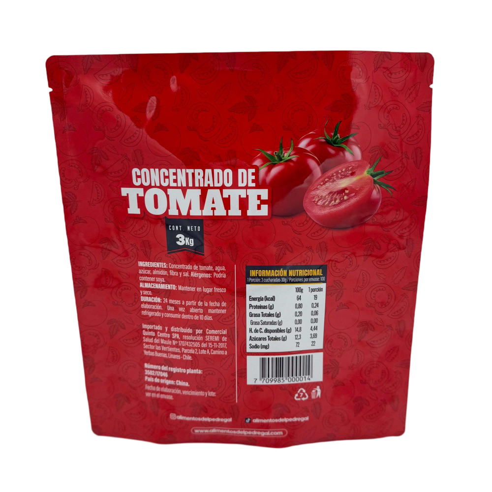 Material laminado de plástico personalizado de 3 kg ketchup material para empaquetar el color de color