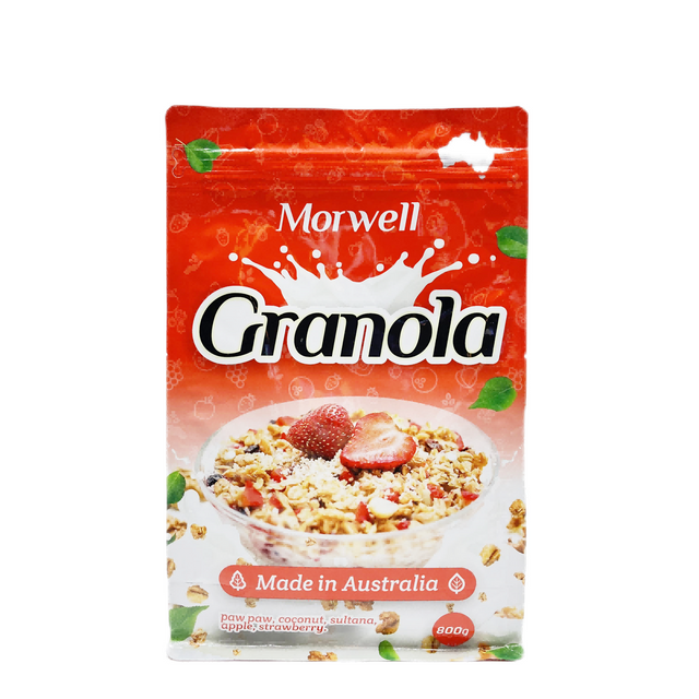 Bolsa de comida de empaque de plástico con avena de fondo plano impreso con cremallera con cremallera