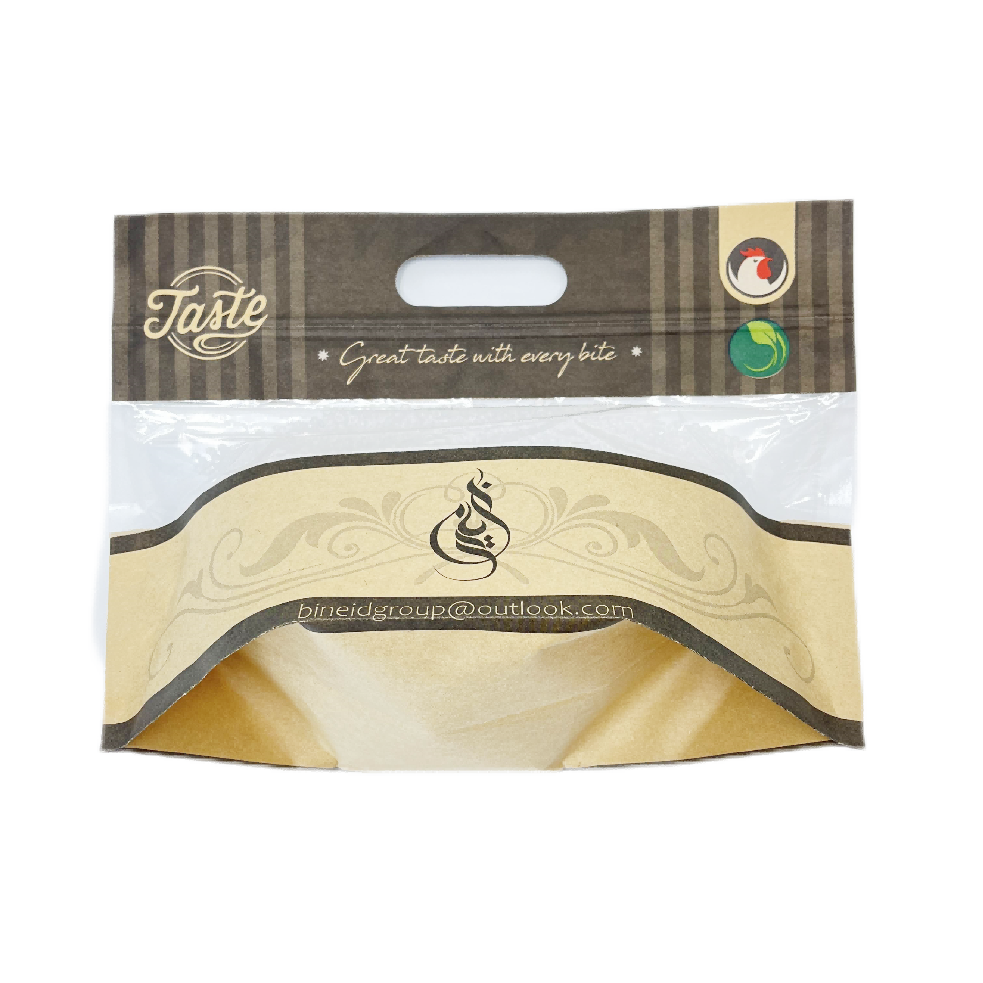 Bolsa Ziplock de pie impresa personalizada antivaho con asa para embalaje de pollo asado