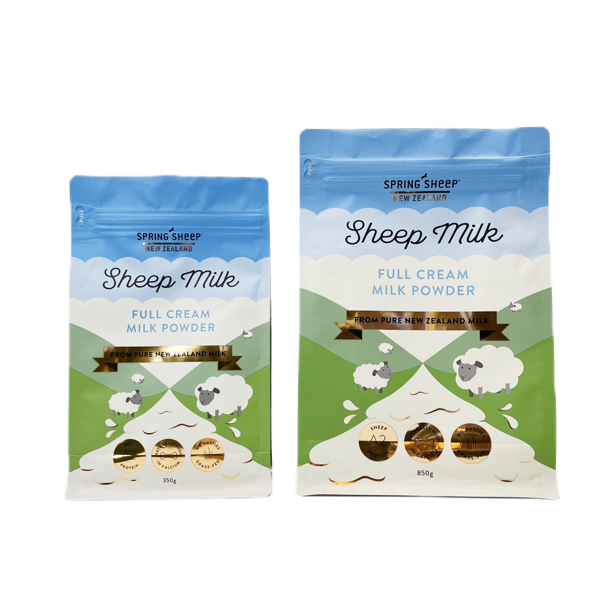 Bolsa de fondo plano, tamaño impreso personalizado, paquete de plástico, papel de aluminio de calidad alimentaria, bolsa con cremallera para leche en polvo