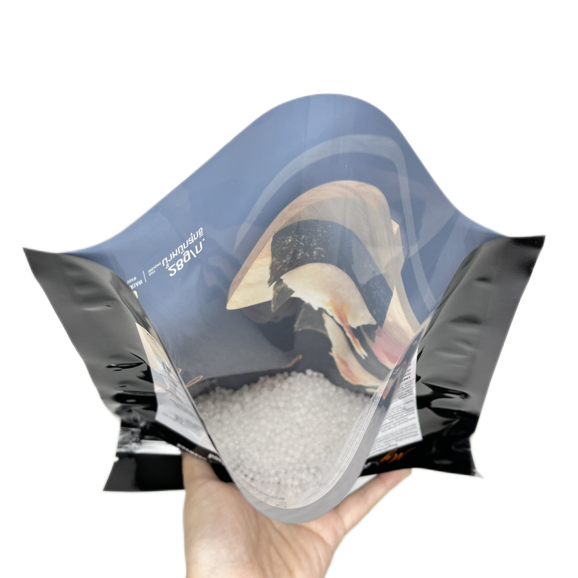 Bolsa de embalaje de alimentos congelados, plástico sellado de tres lados, embalaje de calidad alimentaria, albóndiga, ventana transparente, Ziplock plano