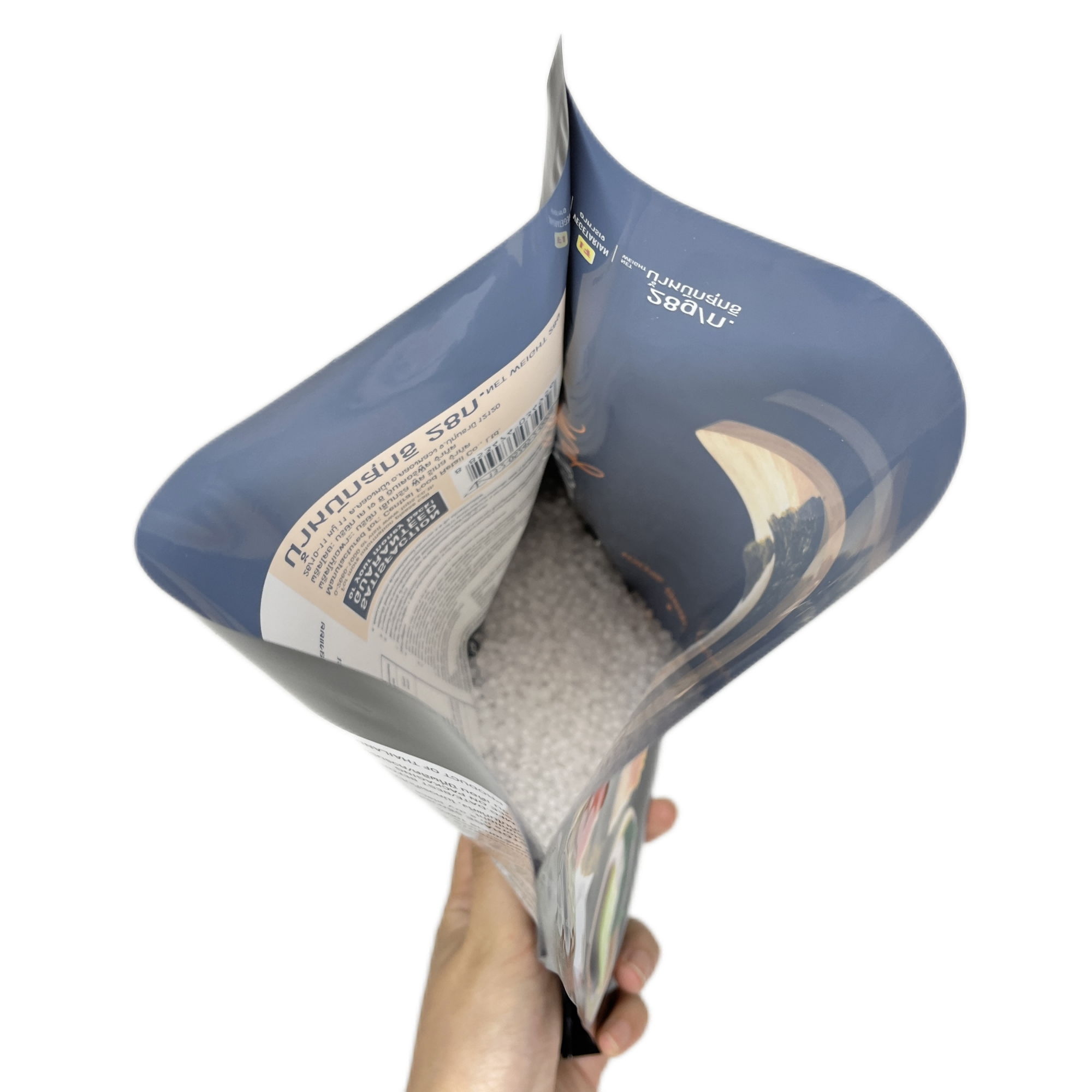 Bolsa de embalaje de alimentos congelados, plástico sellado de tres lados, embalaje de calidad alimentaria, albóndiga, ventana transparente, Ziplock plano