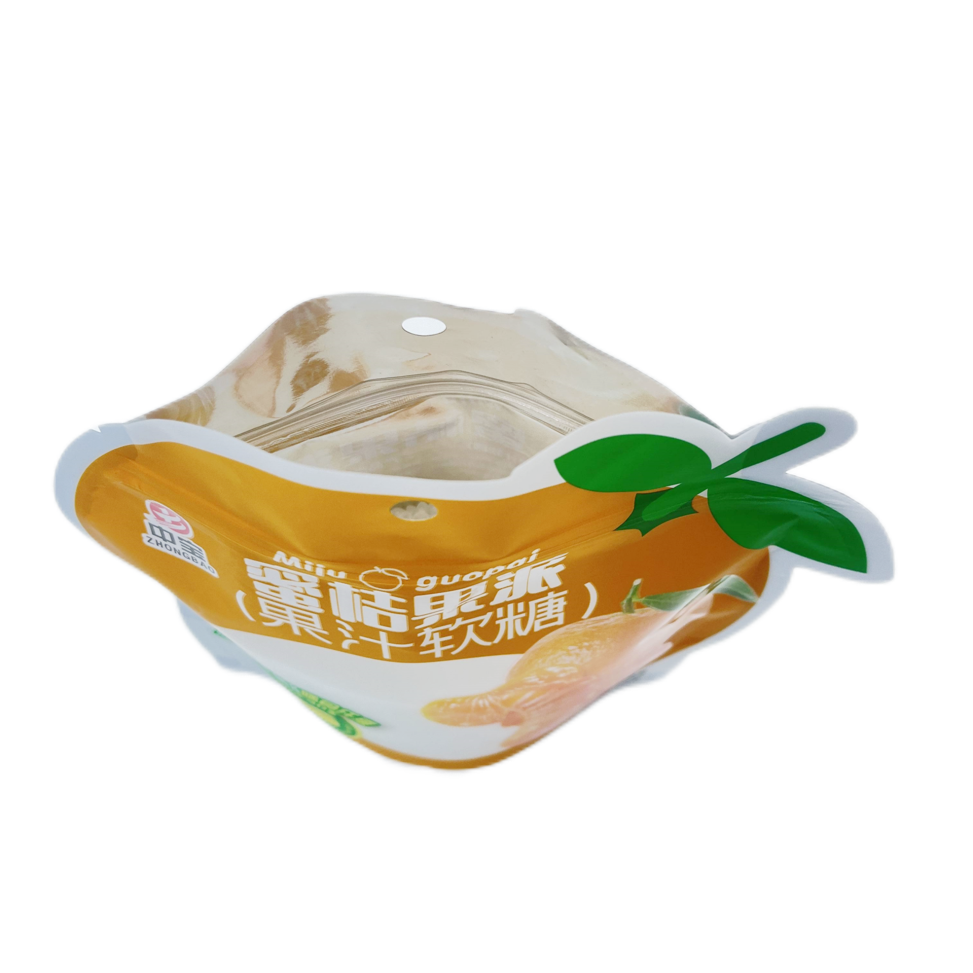 Bolsa de envasado de comida bolsa de pie con cremallera para caramelo transparente ventana impresión colorida