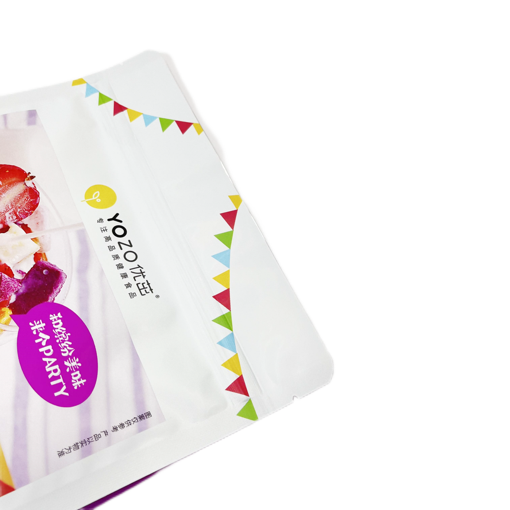 Fabricantes Bolsa de embalaje impresa personalizada Bolsa de fondo plano Cremallera Harina de avena